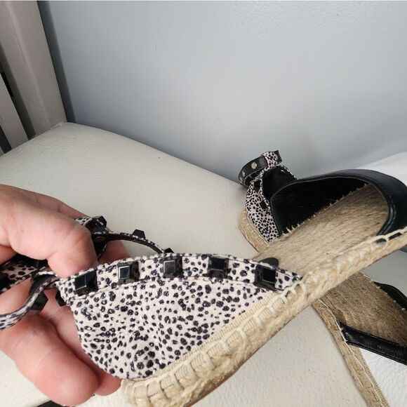 REBECCA MINKOFF GILLES STUDDED LEATHER ESPADRILLE ANKLE STRAP SANDALS SZ 7 - Picture 4 of 7